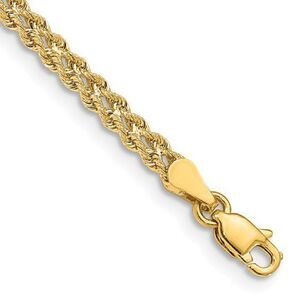 14k 3.0mm Wide Double Strand 6 inch Rope Bracelet